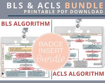 BLS & ACLS Algorithm Badge Insert Bundle  |  Printable PDF download