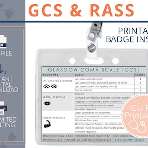GCS & RASS [Glasgow Coma Scale / Richmond Agitation Sedation Scale]-badge-inzetstuk |  Afdrukbare pdf-download