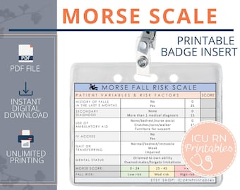 Morse Fall Risk Scale Badge Insert  |  Printable PDF download