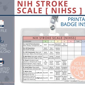 NIH Strichskala [NIHSS] Abzeichen-Einsatz |  Druckbare PDF-Download