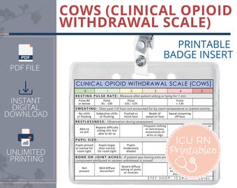 COWS: Escala Clínica de Abstinencia de Opioides (Insertar Insignia / Descarga de PDF imprimible)