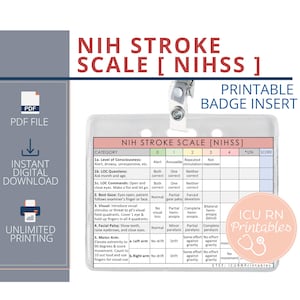 NIH Stroke Scale [ NIHSS ] Badge Insert  |  Printable PDF download
