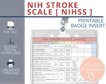 NIH Stroke Scale [ NIHSS ] Badge Insert  |  Printable PDF download