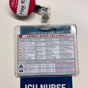 Arterial Blood Gas [ ABG ] Badge Insert | Printable PDF Download - Etsy