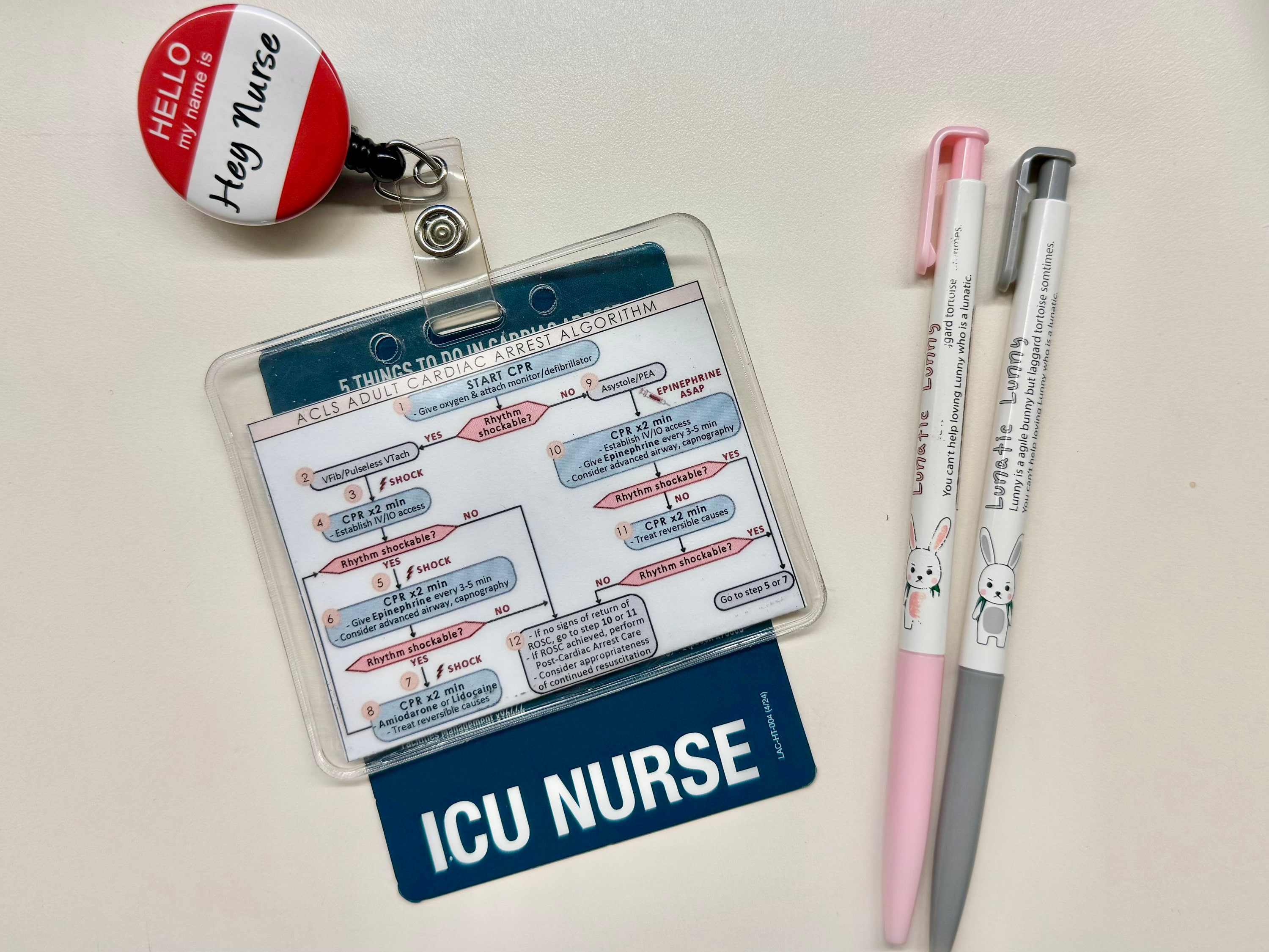 ACLS Adult Cardiac Arrest Algorithm Badge Insert | Printable PDF ...