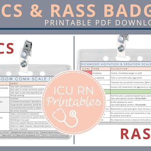 Wkładka do identyfikatora GCS i RASS [Skala Śpiączki Glasgow / Skala Uspokojenia i Pobudzenia Richmond] | Pobierz plik PDF do druku