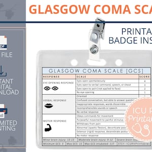 Inserto distintivo Glasgow Coma Scale [GCS] / Download PDF stampabile