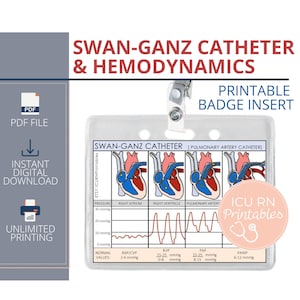 Swan-Ganz Catheter & Hemodynamics Badge Insert  |  Printable PDF download