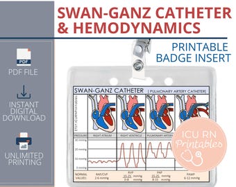 Swan-Ganz Catheter & Hemodynamics Badge Insert  |  Printable PDF download
