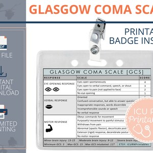 Glasgow Coma Scale [GCS]-badge |  Afdrukbare pdf-download