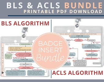 Paquete de insertos de insignias de algoritmos BLS y ACLS / Descarga en PDF imprimible