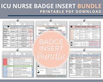 ICU Nurse Badge Insert Bundle |  Printable PDF download