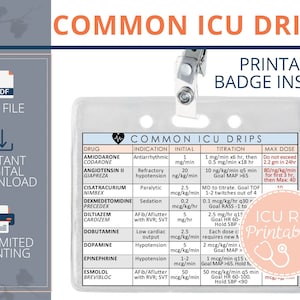 Inserto distintivo per flebo per terapia intensiva comune / Download PDF stampabile