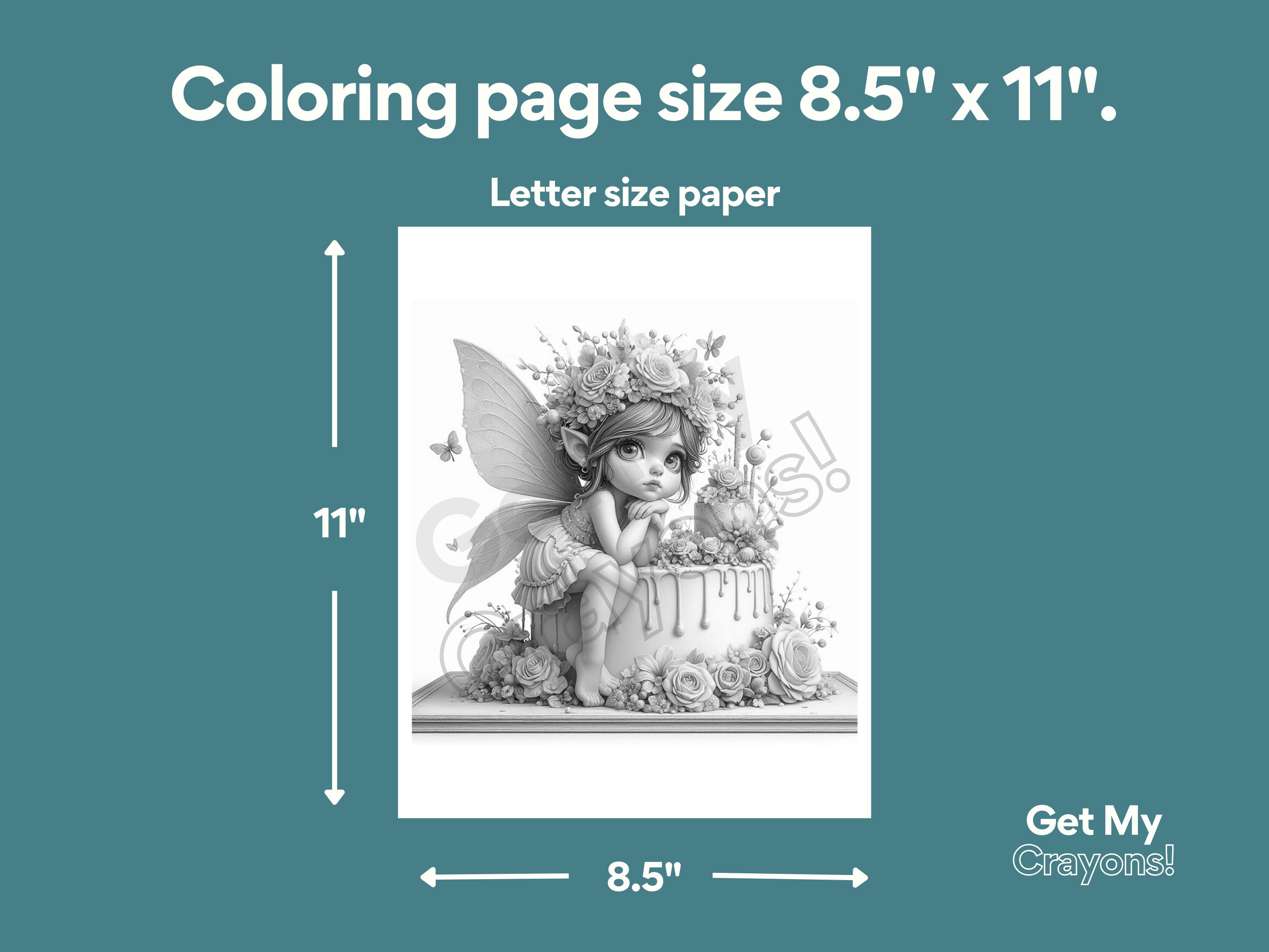 Adorable Fairies on Cakes Coloring Pages for Adults Teens Kids and ...