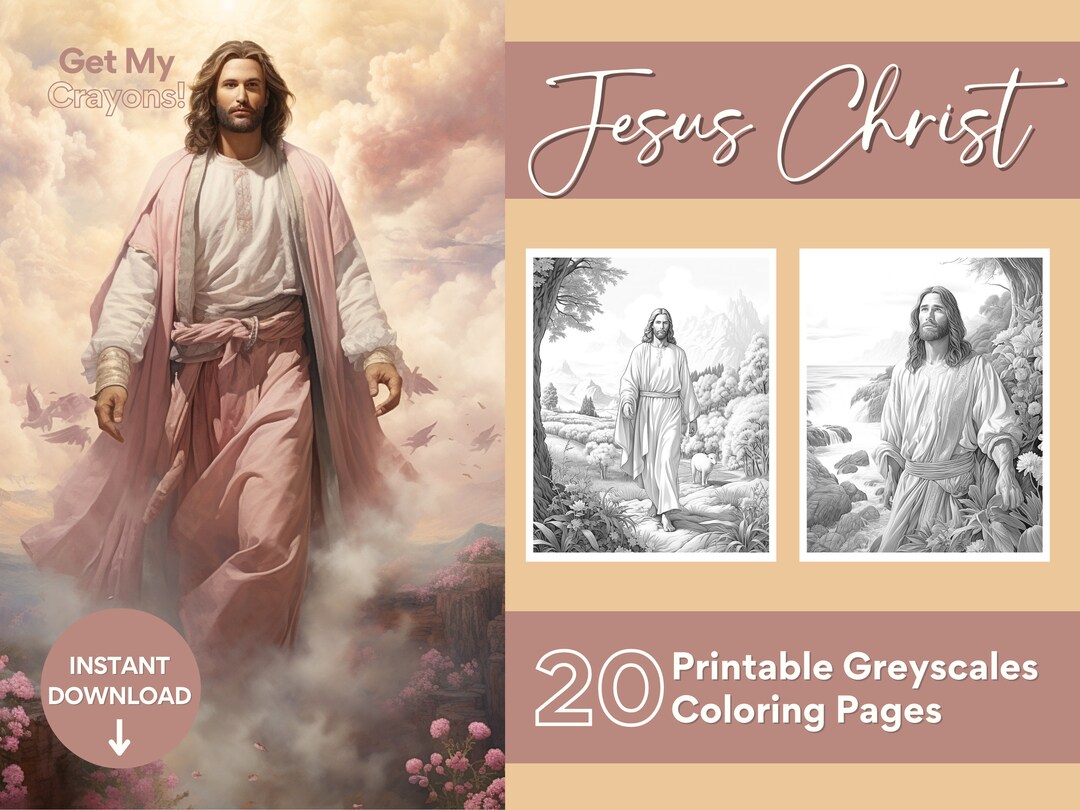 Jesus Christ Coloring Pages for Adults 20 Greyscale Pages to Color ...