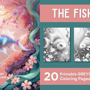The Fish, Flowers & the Sea Coloring Pages, for Adults and Kids 20 ...