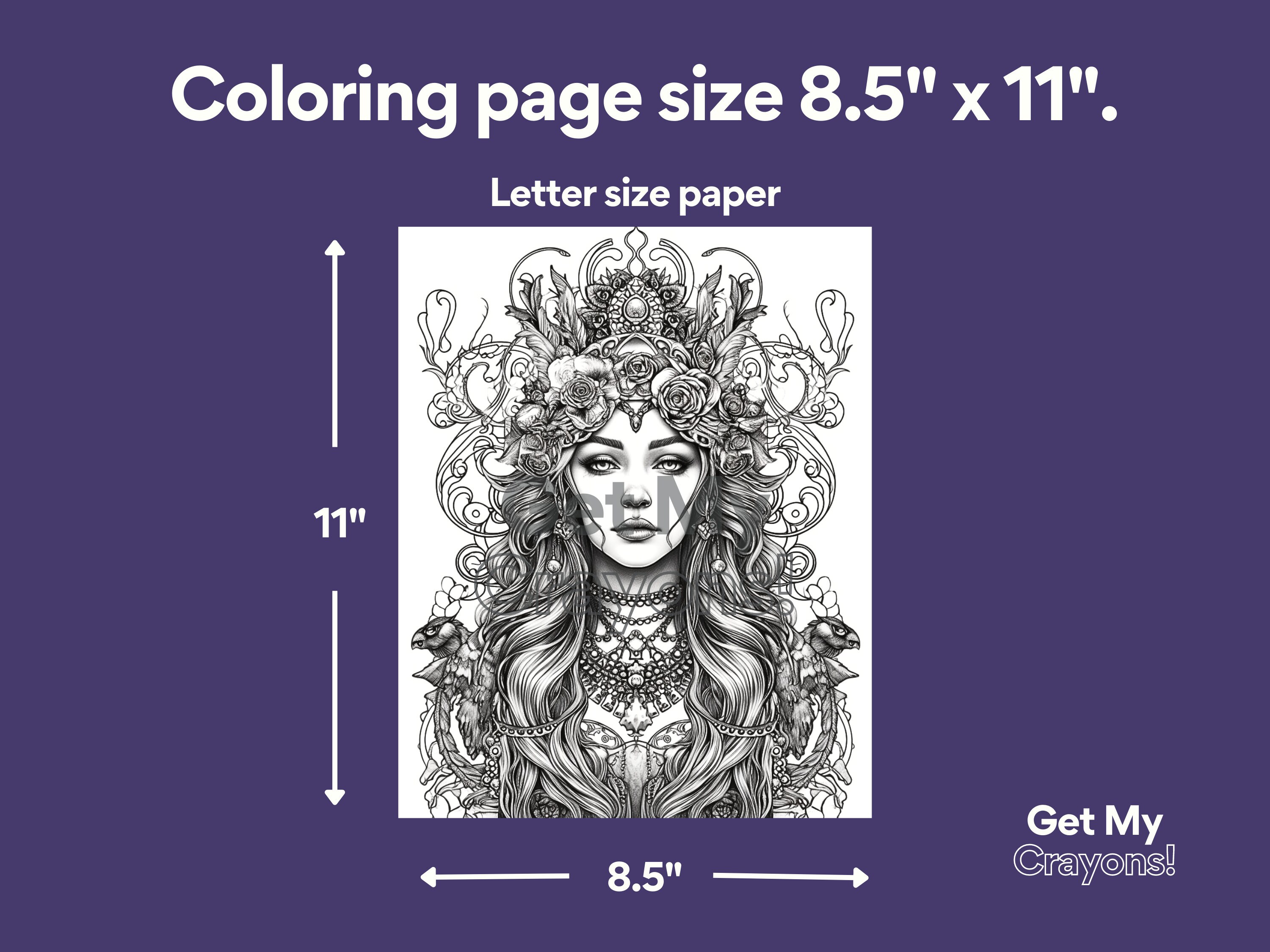 Fantasy Queens Coloring Pages for Adults Teens 25 Greyscale - Etsy