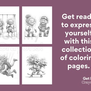 Seniors Having Fun Coloring Pages For Adults 20 Greyscale Pages to Color Printable PDF PNG Instant Download Coloring Relax and Unwind image 3