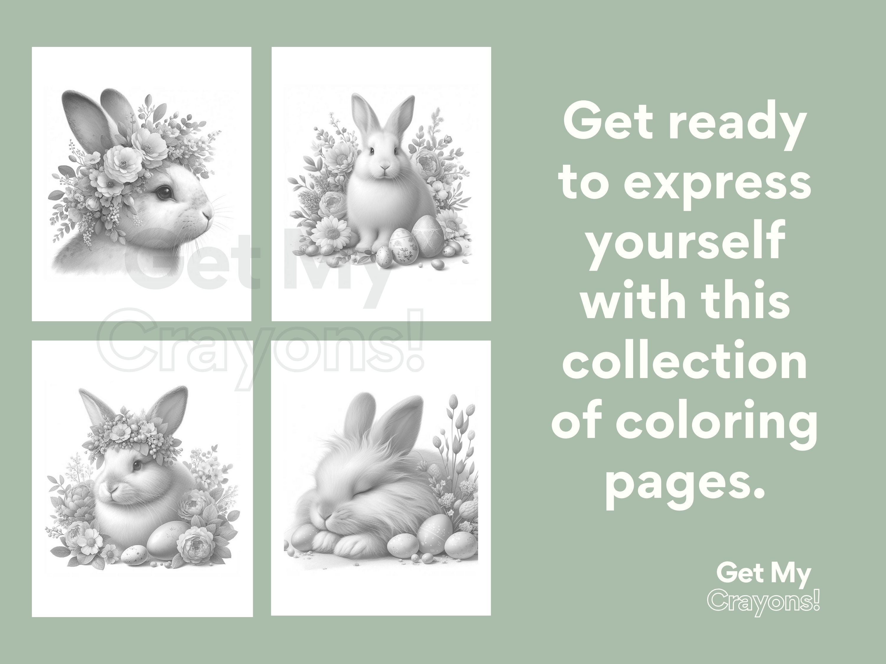 Adorable Easter Bunny Coloring Pages, for Adults, Teens, and Kids 20 ...