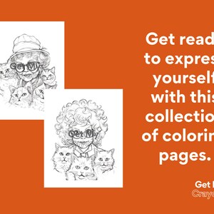 The Cat Lady Coloring Pages for Adult Teens Kids 15 Greyscale Pages to ...