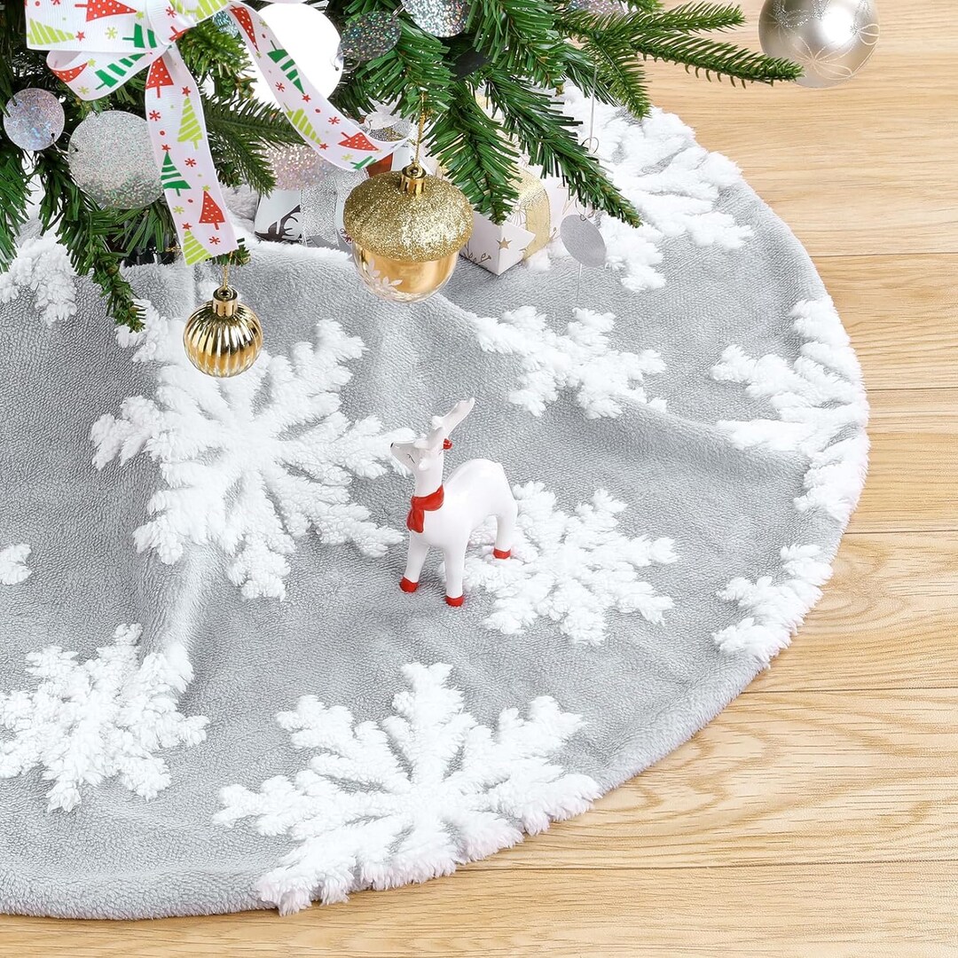 Small Christmas Tree Skirt Faux Fur Tree Skirt 24inch Grey Etsy