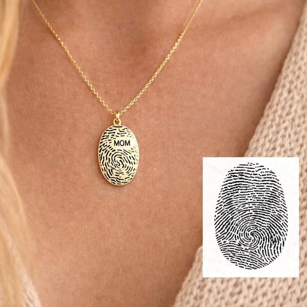 Memorial Thumbprint Necklace Thumbprint Jewelry for Deceased Fingerprint Gift for Loved One Memorial Jewelry Thumbprint Pendant Necklace