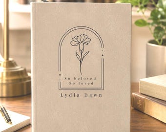 Personalized Birth Month Flower Journal: Leatherette Notebook Gift
