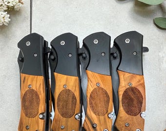 Thumbprint Pocket Knife Personalized Memorial Gift Funeral Fingerprint Memorial Idea Funeral Thumbprint Engraved Knife Fingerprint Gift Idea