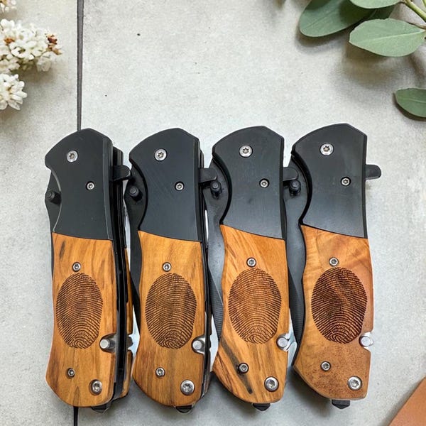 Thumbprint Pocket Knife Personalized Memorial Gift Funeral Fingerprint Memorial Idea Funeral Thumbprint Engraved Knife Fingerprint Gift Idea