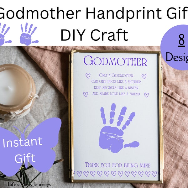 Handprint Gift for Godmother Gift DIY Handprint Craft for Her Last Minute Gift Godmother Gift From Godson Godmother Gift From Goddaughter