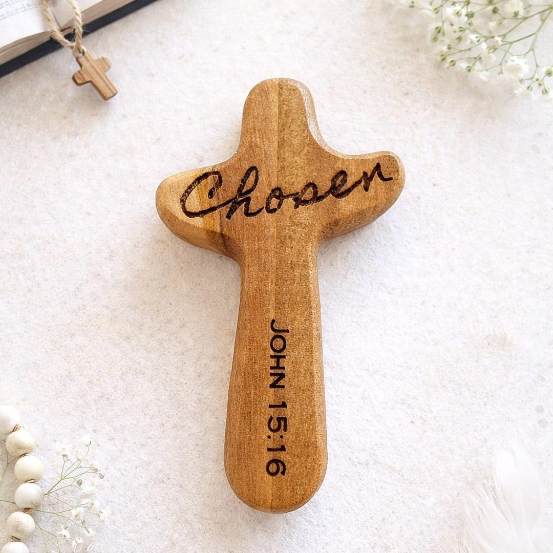 Wooden Pocket Cross for Catholic Confirmation Gift for Boy Fidget Toy ...