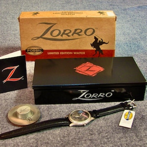 Zorro Fossil Watch Vintage Collectible Limited Edition Set 1990 w/ box/case