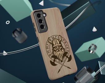 Rugged Warrior Phone Case, Norse Mythology Design, Impact-Resistant Samsung Case, iPhone Cover, Gift for Him