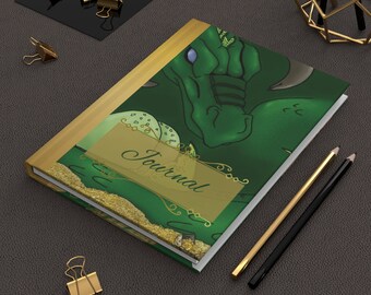 Vintage Style Green Dragon Journal, Blank Pages Notebook, Handbound Writing Journal, Gift For Him/Her