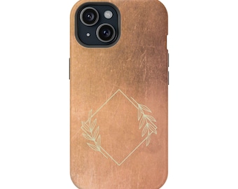Simple Yet Elegant Phone Case, Copper and Olive Phone Case, Minimalistic Phone Case, Modern Minimalism, Floral Phone Case. Gift For Her