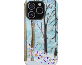 Snowy Forest Phone Case, Impact-Resistant Cover, Frozen Inspired, Winter Wonderland, Protective Phone Case