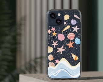 Clear Beach Theme Phone Case, Ocean Theme Phone Case, Clear Phone Case, Gift for her, Gift for him