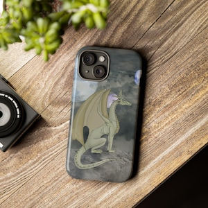 Dragon Moon Phone Case, Magical Creature Cover, Lunar Phase Case, Quirky Phone Accessories, Fun Gift for Dragon Enthusiast