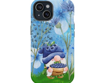 Blue Gnome Phone Cover, Tough Case for Phones, Novelty Gnome Gift, Protective Electronics Cover, Whimsical Phone Accessory