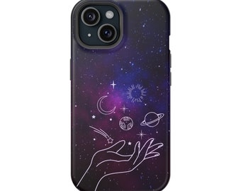 Capa de telefone galáxia roxa, resistente a impactos, design de estrelas de planetas do espaço sideral, capa protetora simples
