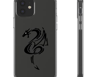 Tribal Dragon Clear Phone Case, Protective Cover, Fantasy iPhone Samsung Case, Mythical Dragon Gift