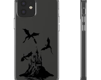 Dragon Castle Clear Cell Phone Case, Game of Thrones Fantasy Inspired, Phone Cover, Dragon Lover Gift, Transparent Case