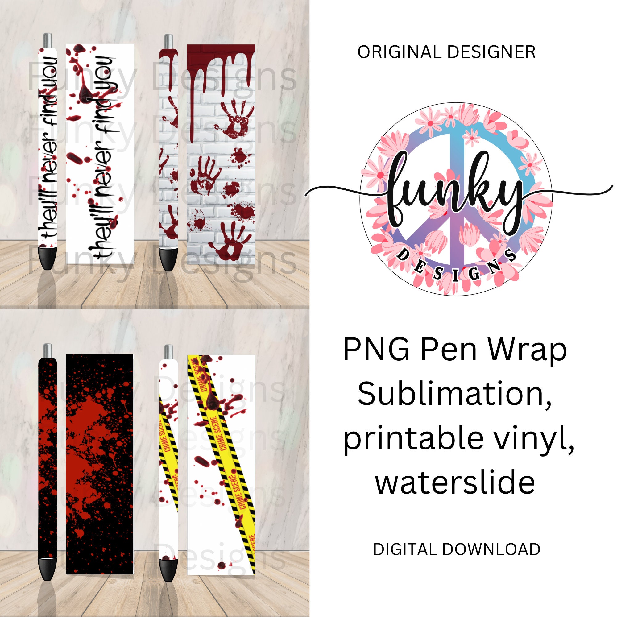 Crime/ Blood Pen Wrap Digital Download Pen Wrap PNG Pen Etsy