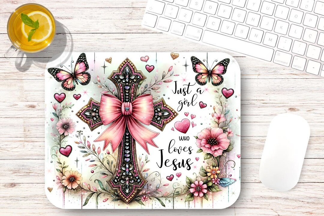 Jesus Mouse For Computer Christian Mouse Pad Jesus Butterfly Cross Design Faith Gift ...
