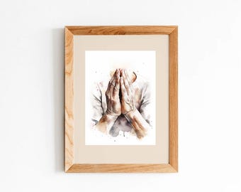 Aquarel biddende handen