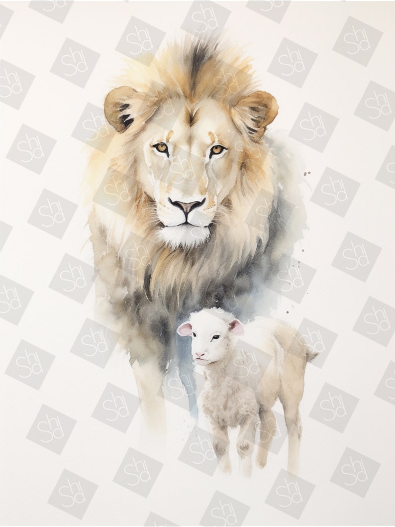 A Stunning Picture of a Lion and a Lamb | Printable Copy - Etsy
