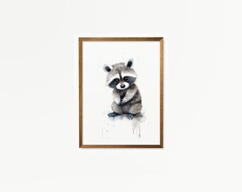 Een helder beeld van een wasbeer voor de kamer van mijn kind | Afdrukbare ontwerpen