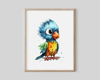 Een helder beeld van een papegaai voor de kamer van mijn kind | Afdrukbare ontwerpen