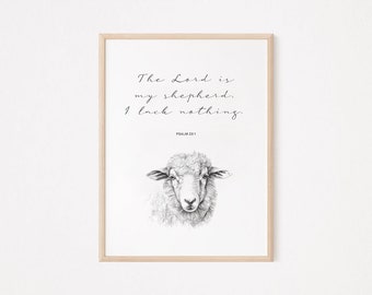 Psalm 23 en een schaap Potloodschets | Afdrukbare ontwerpen