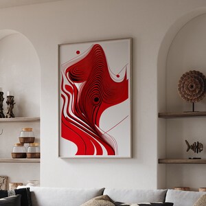 Abstract Art Print, Red Modern Wall Art, Digital Downloadable File - Etsy